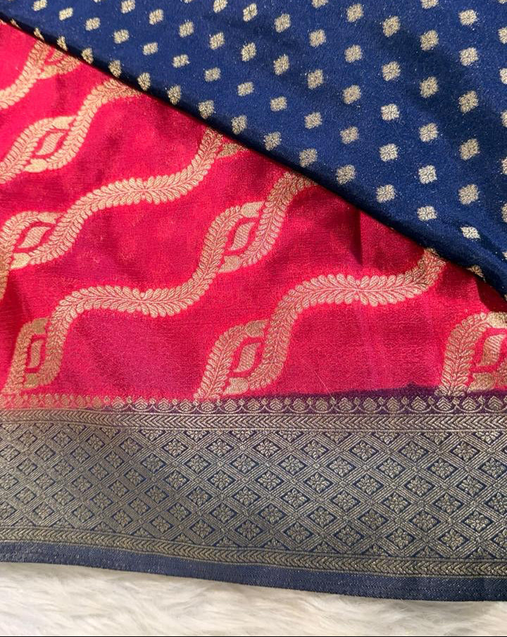 Pink Blue Georgette Banarasi Saree