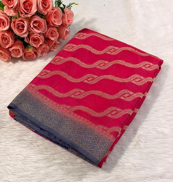 Pink banarasi silk saree