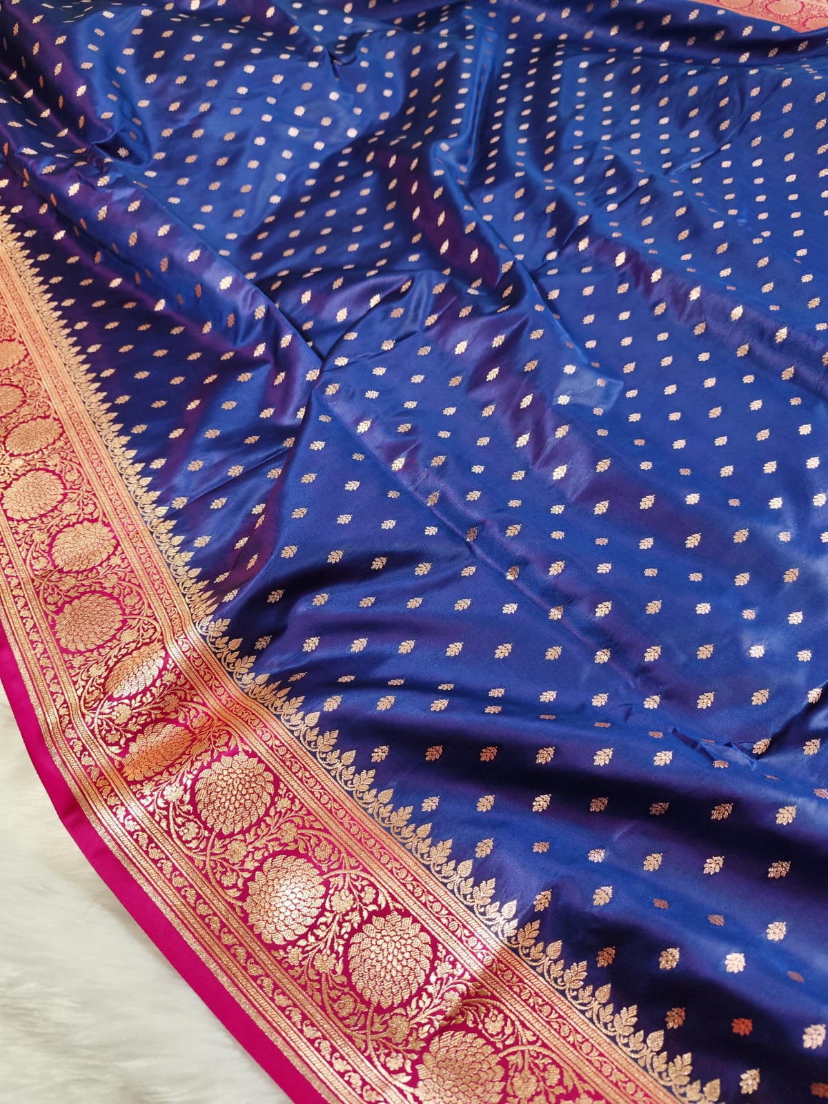 Royal Blue Buti Banarasi Katan Silk Saree