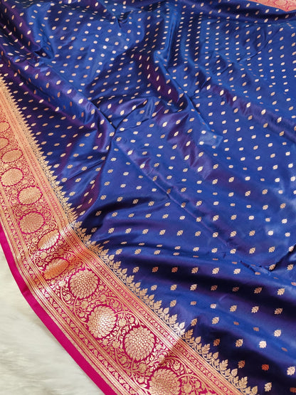 Royal Blue Katan Banarasi Saree