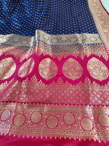 Royal Blue Katan Banarasi Saree