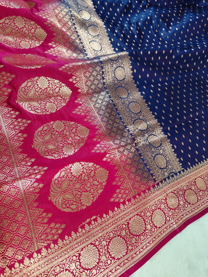 Royal Blue Katan Banarasi Saree