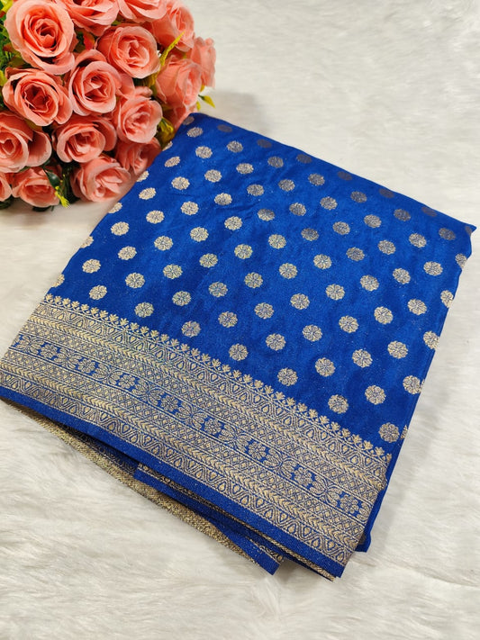 Navy Blue Banarasi Georgette Saree