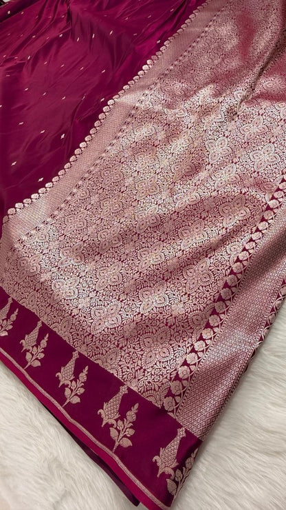 Wine Mashru Banarasi Saree