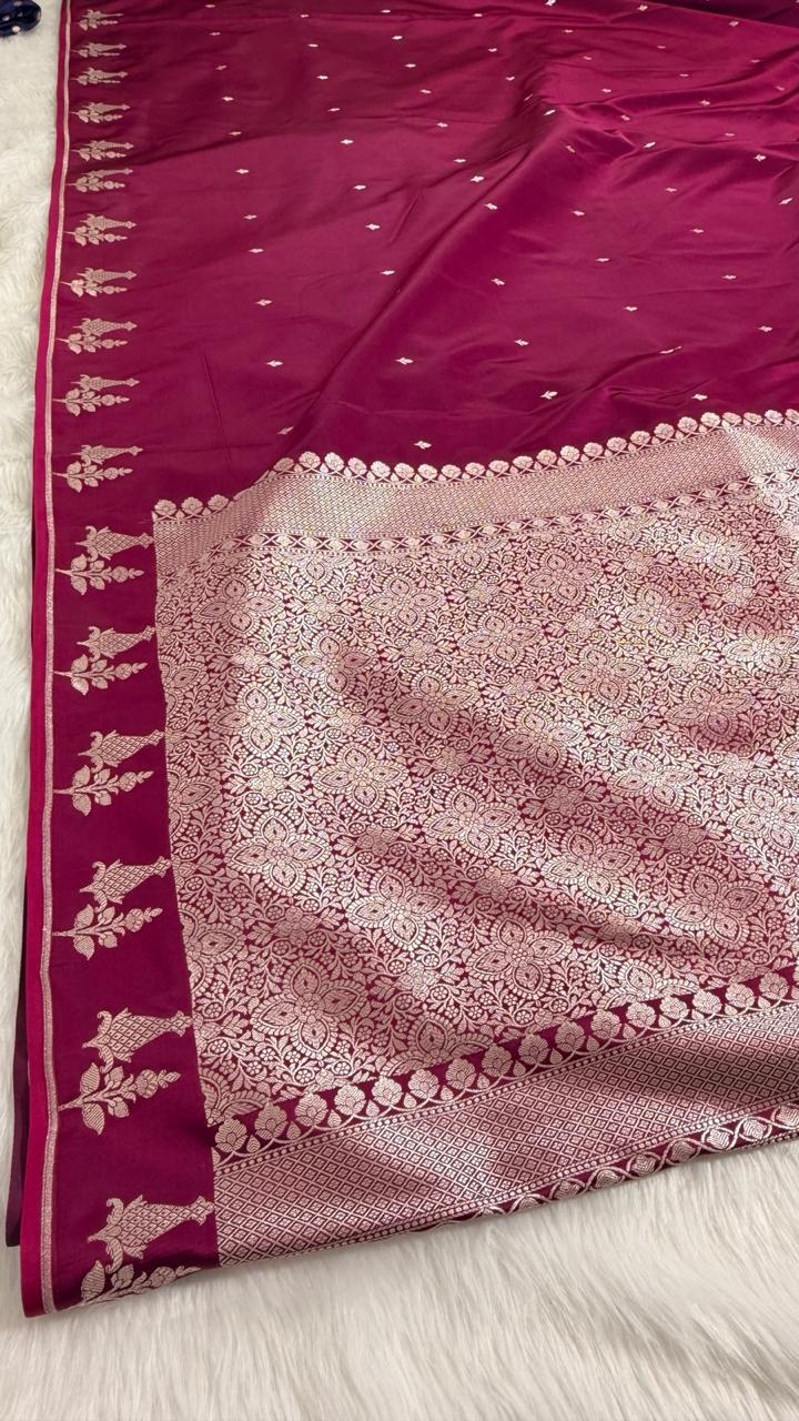 Wine Mashru Banarasi Saree
