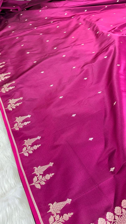 Wine Mashru Banarasi Saree
