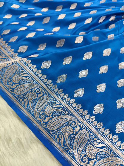 Cobalt Blue Mashru Banarasi Saree