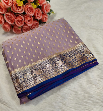 Lavender banarasi saree