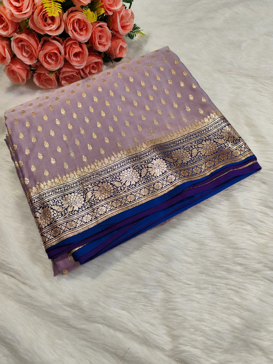 Lavender Banarasi Katan Silk saree