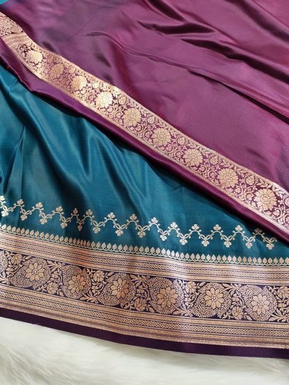 Blue Katan Banarasi Saree