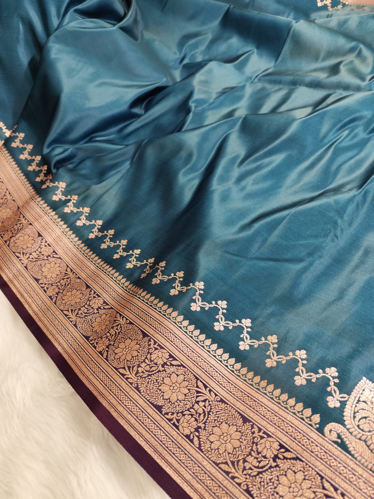 Blue Katan Banarasi Saree