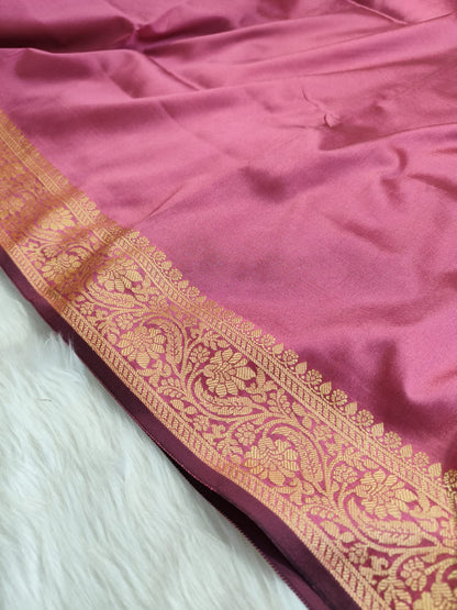 Onion Pink Semisilk Banarasi Saree
