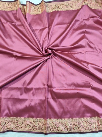 Onion Pink Semisilk Banarasi Saree