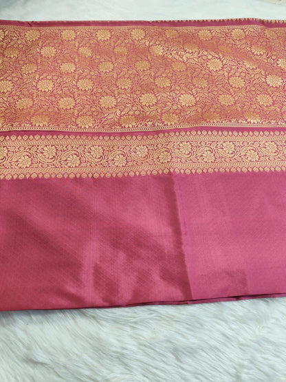 Onion Pink Semisilk Banarasi Saree