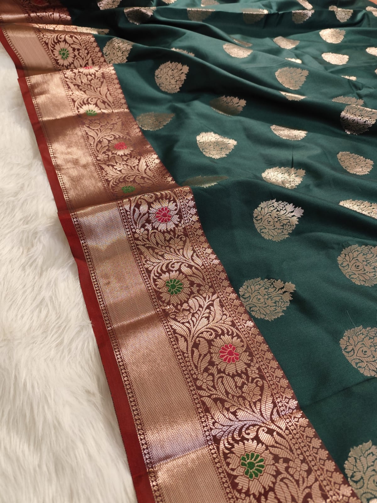 Green Banarasi Semisilk Saree