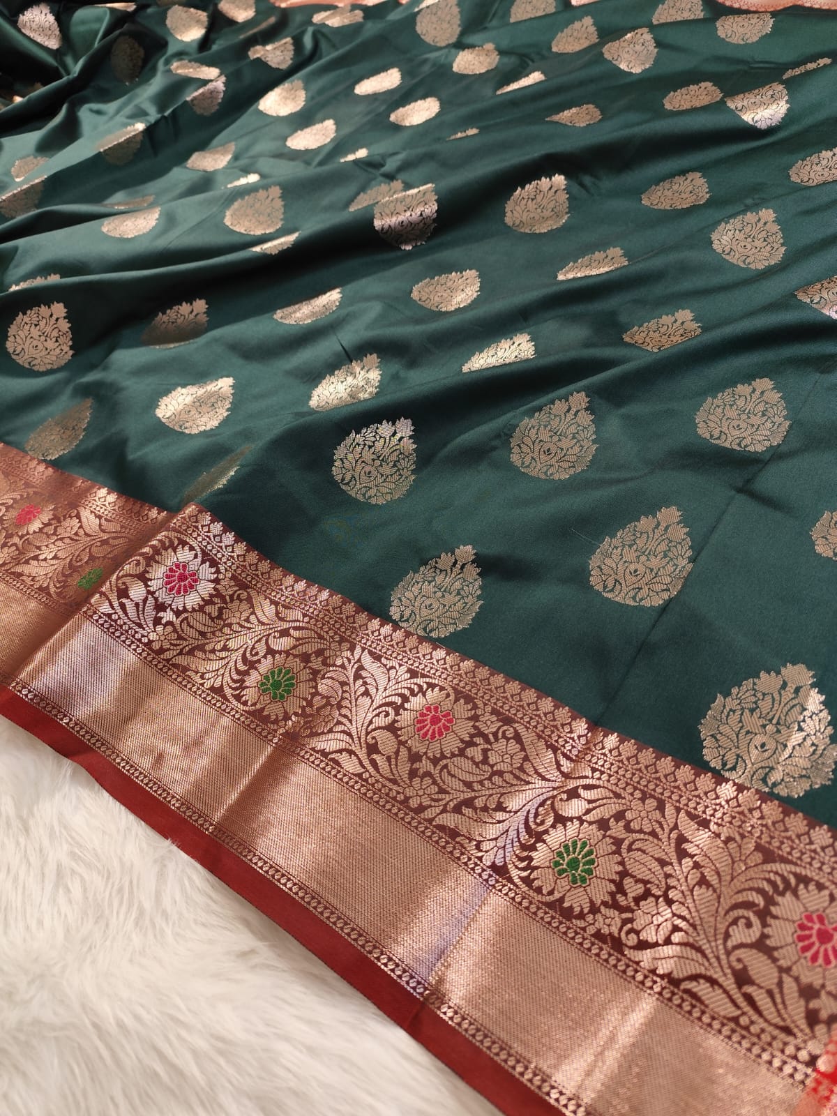 Green Banarasi Semisilk Saree