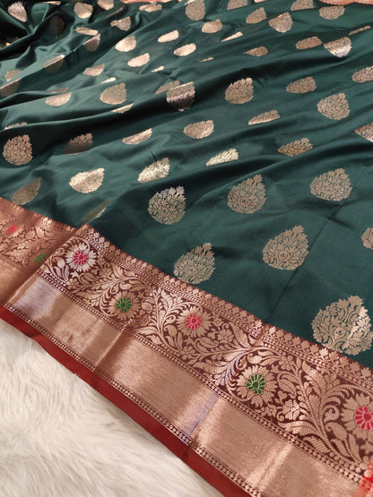 Green Semisilk Banarasi Saree
