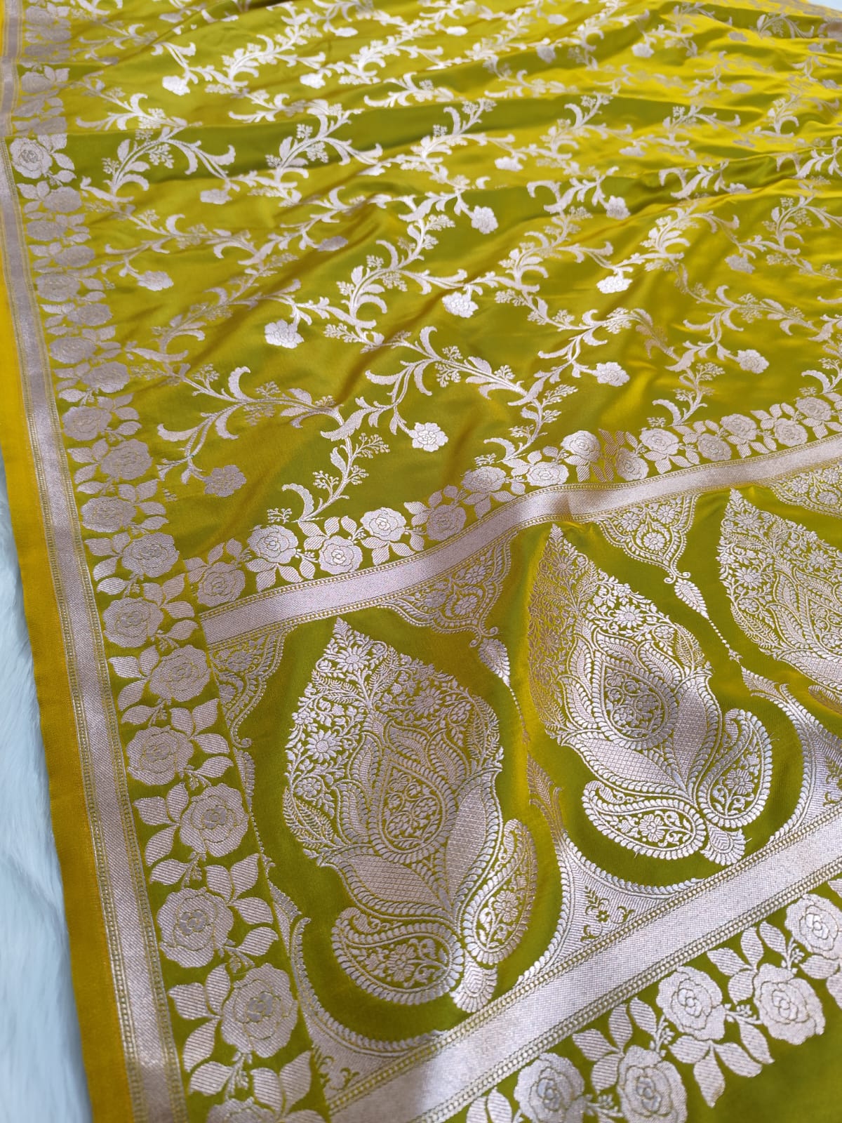 Mehendi Green Mashru Banarasi Saree