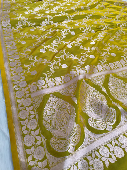 Mehendi Green Mashru Banarasi Saree