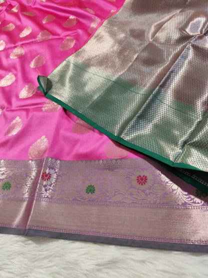 Pink Semisilk Banarasi Saree