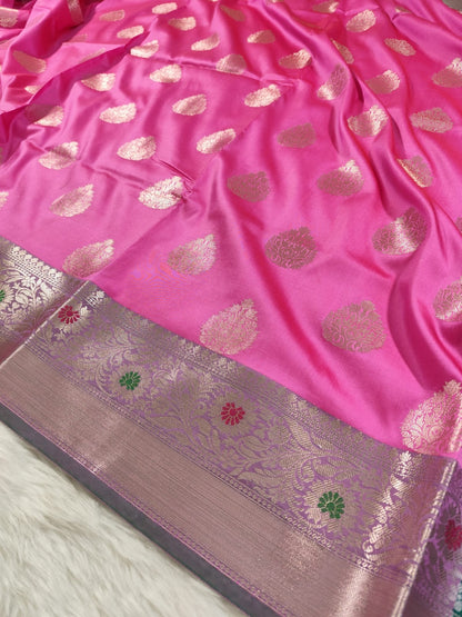 Pink Semisilk Banarasi Saree
