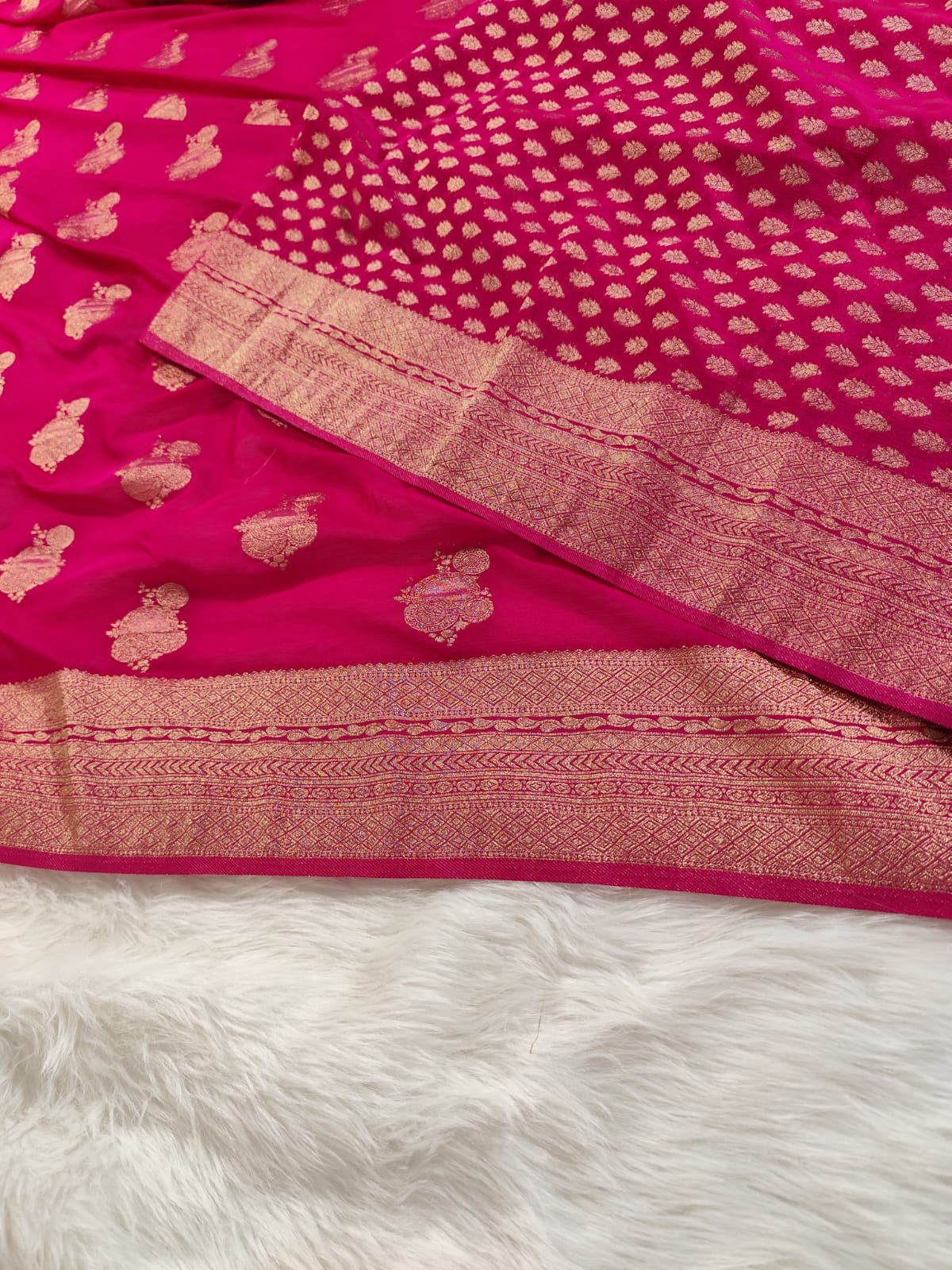 Pink Banarasi Chiffon Georgette Saree