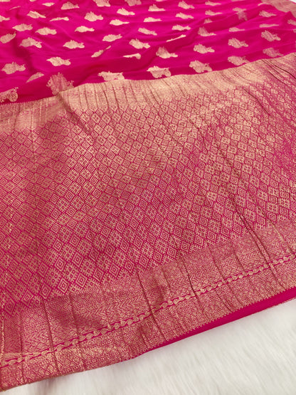 Pink Georgette Banarasi Saree