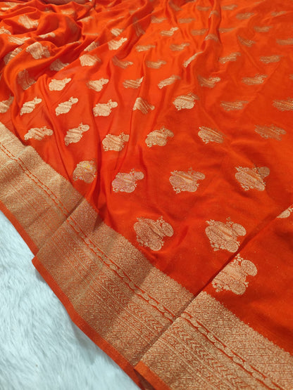 Orange Georgette Banarasi Saree