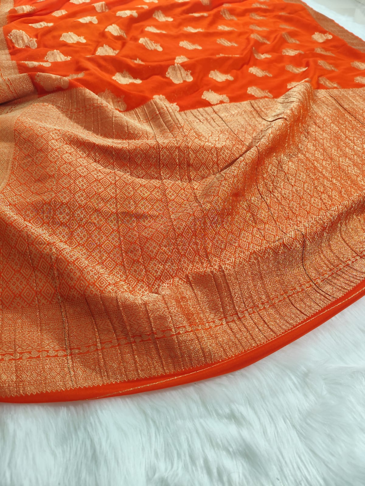 Orange Georgette Banarasi Saree