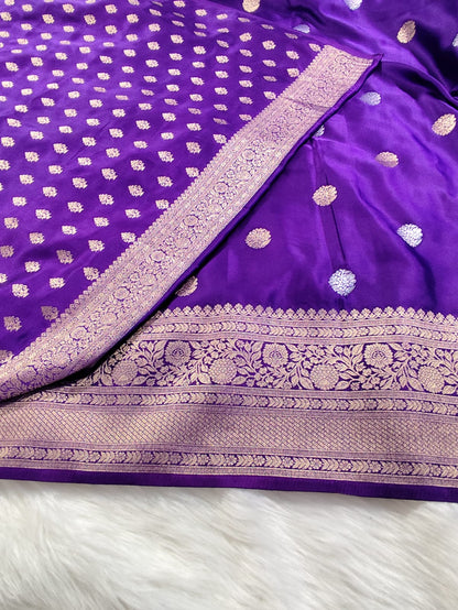 Purple Satin Banarasi saree