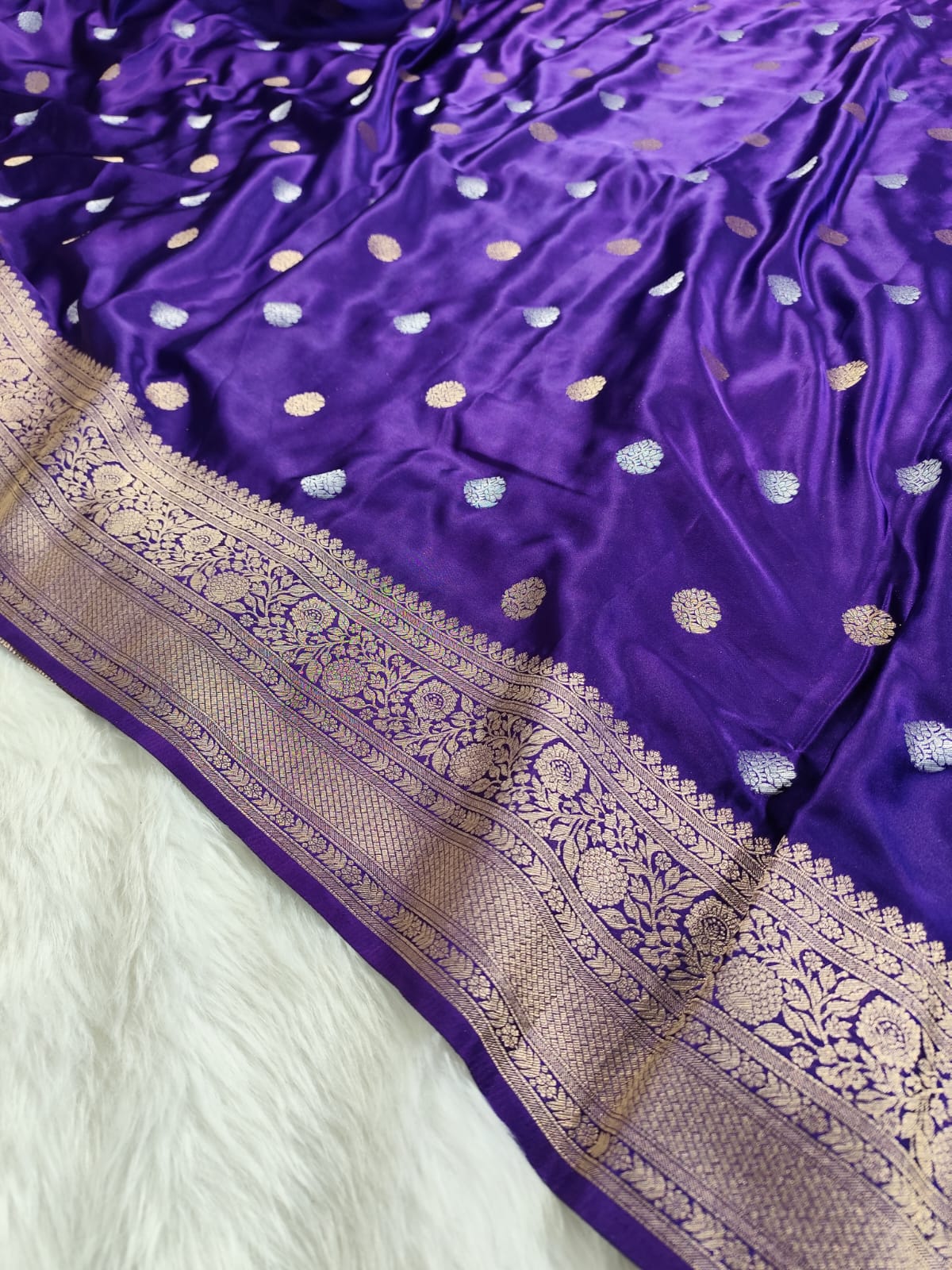 Purple Buti Banarasi Satin saree