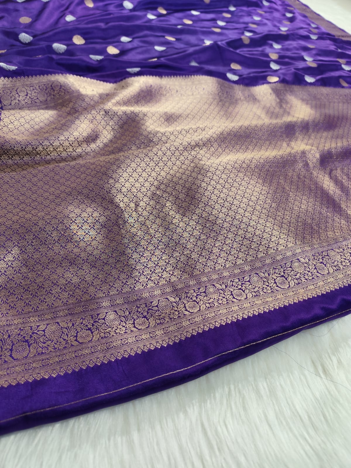 Purple Buti Banarasi Satin saree