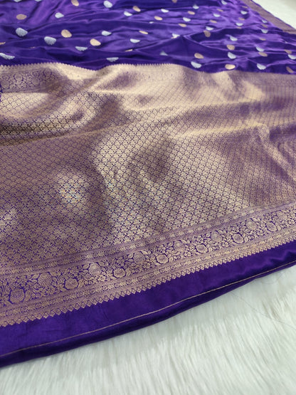 Purple Satin Banarasi saree