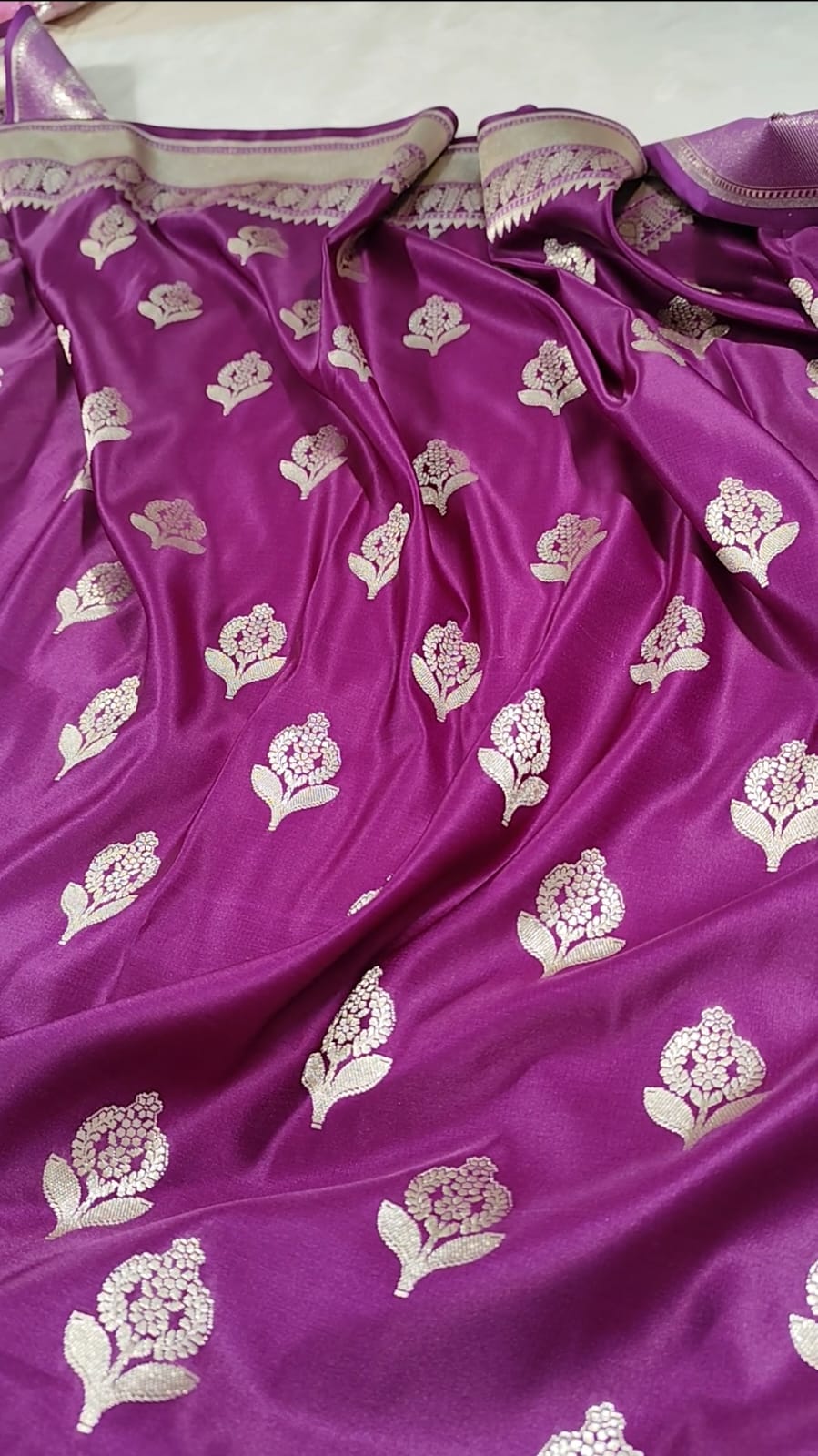 Purple Banarasi Mashru Silk Saree