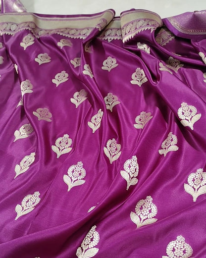 Purple Mashru Banarasi Saree
