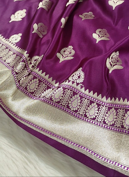 Purple Mashru Banarasi Saree