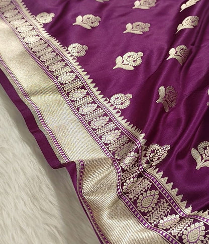 Purple Mashru Banarasi Saree