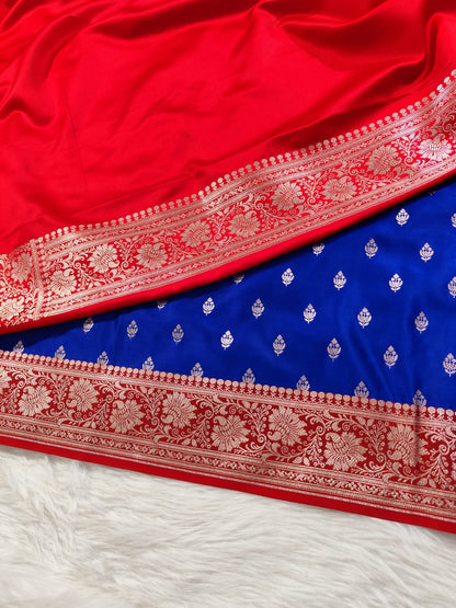 Royal Blue Mashru Banarasi Saree