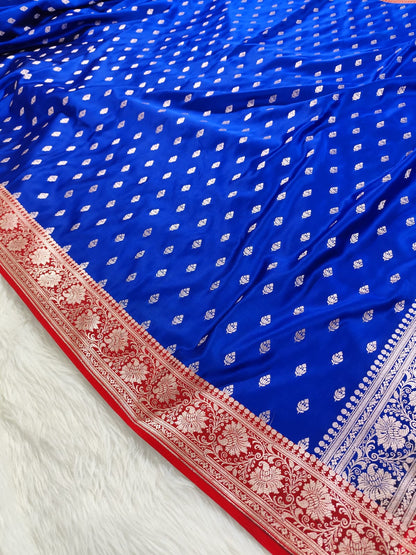 Royal Blue Mashru Banarasi Saree