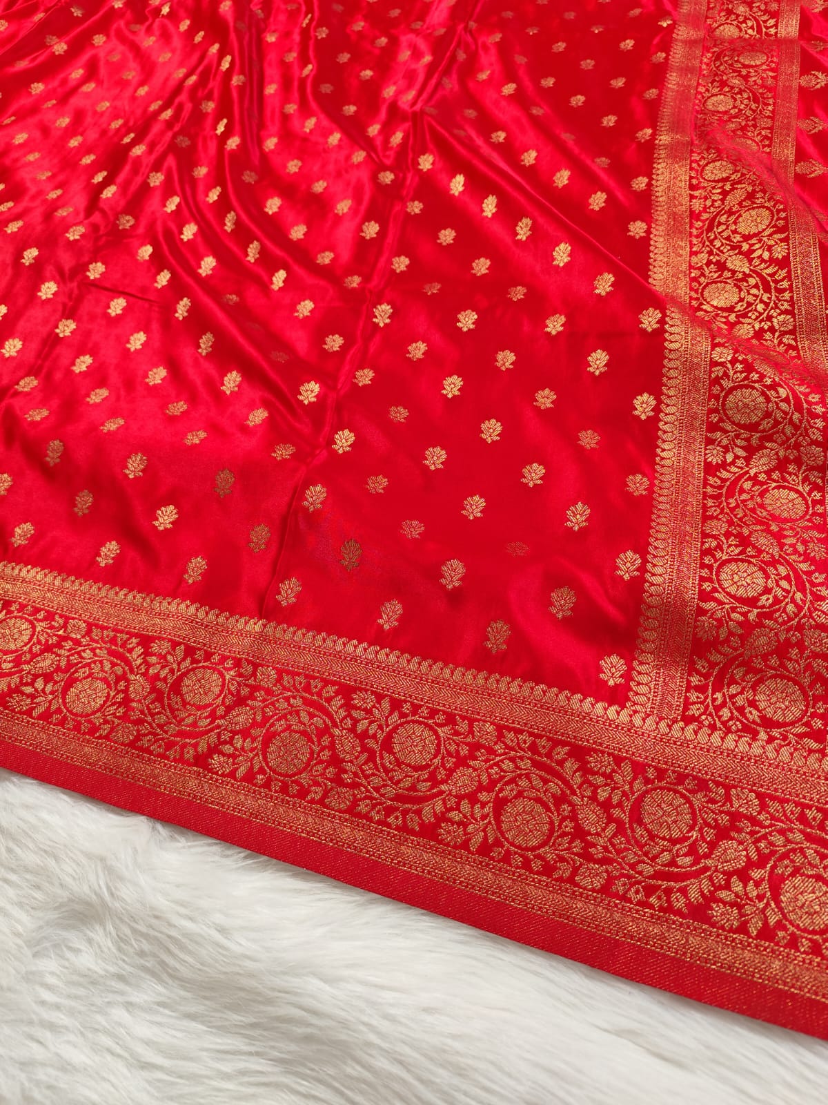 Red Banarasi Satin Saree