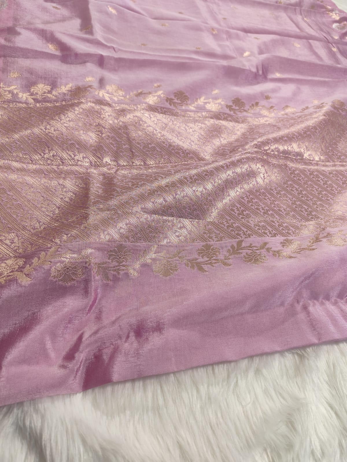 Onion Pink Banarasi Raw Mango Saree