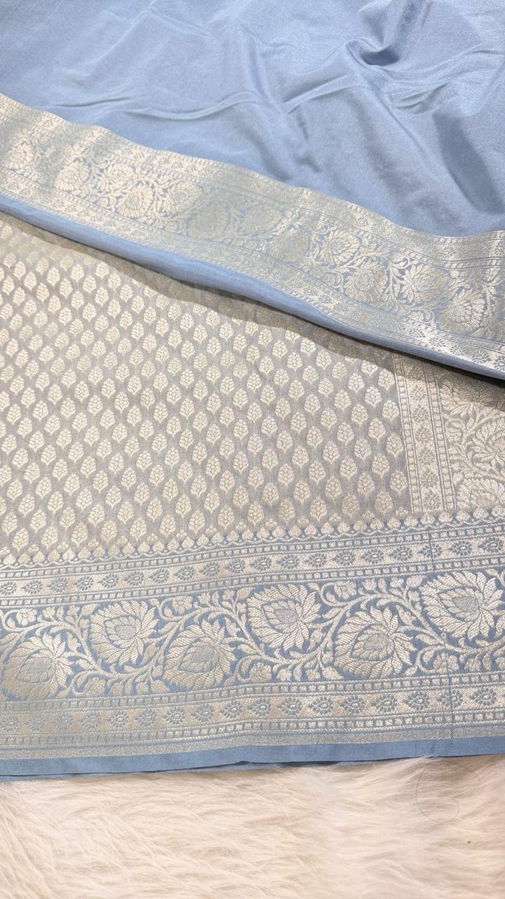 Grey Semisilk Banarasi Saree