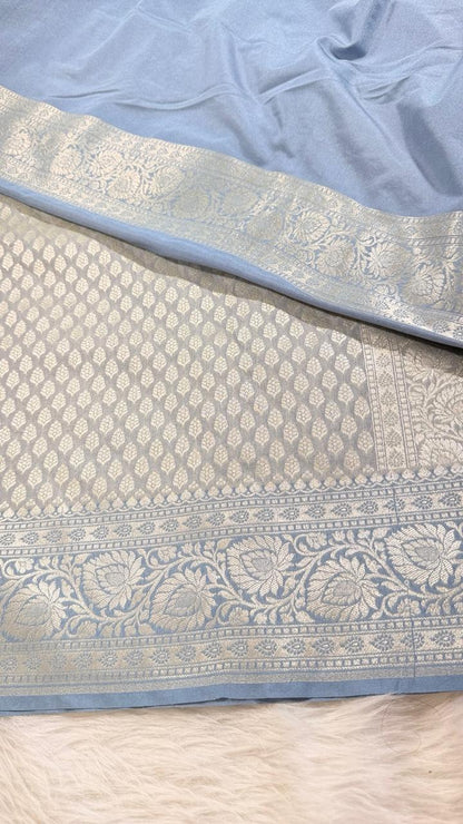 Grey Semisilk Banarasi Saree