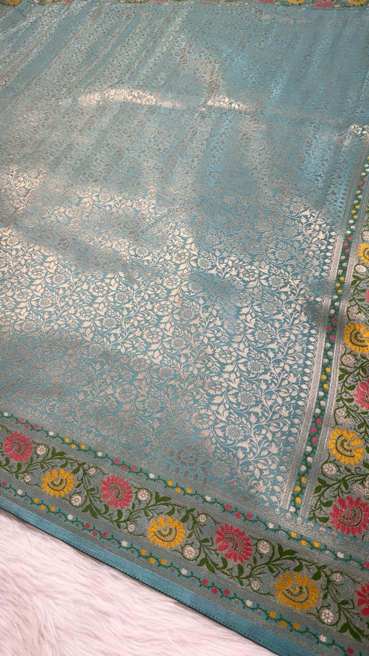 Blue Tanchui Banarasi Semisilk Saree