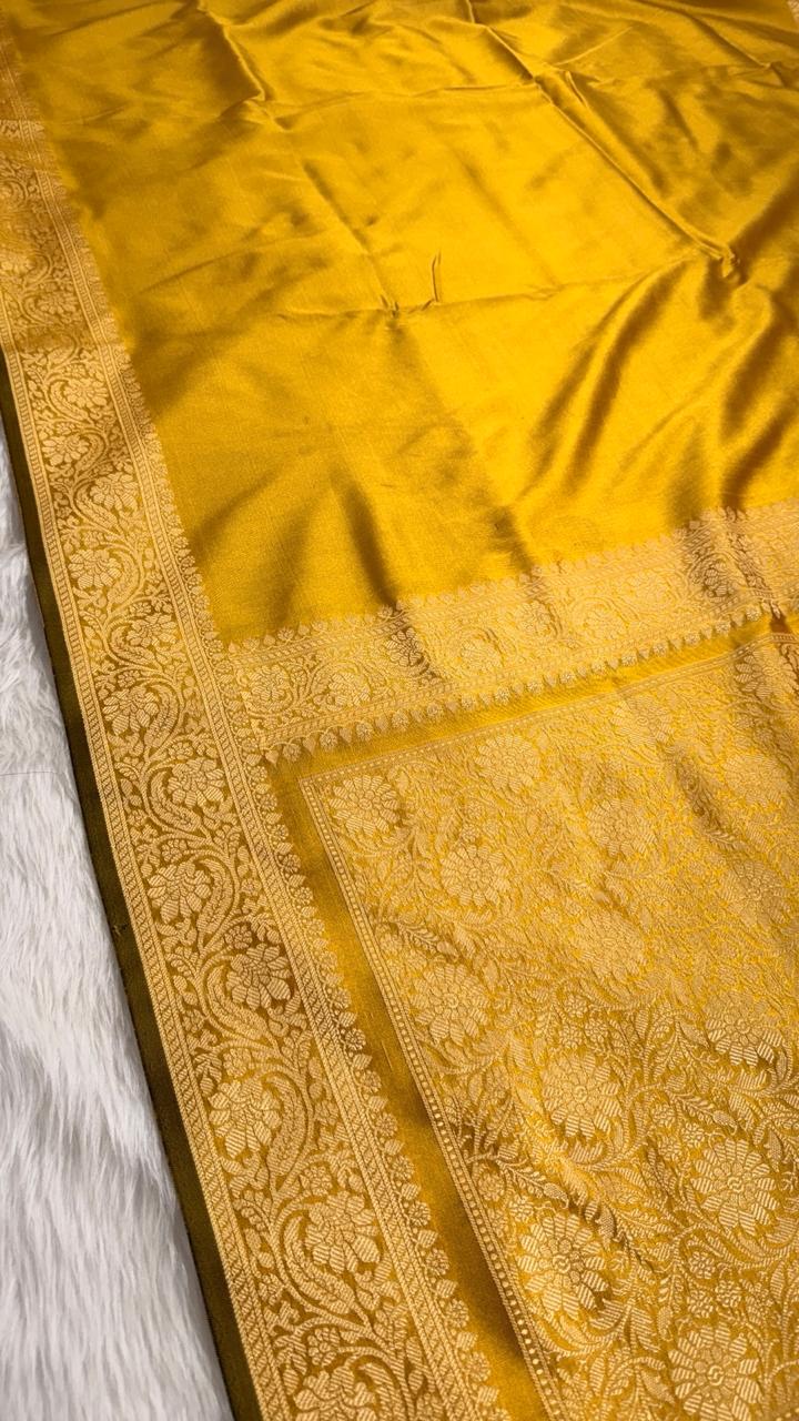 Mustard Gold Banarasi Semisilk Saree