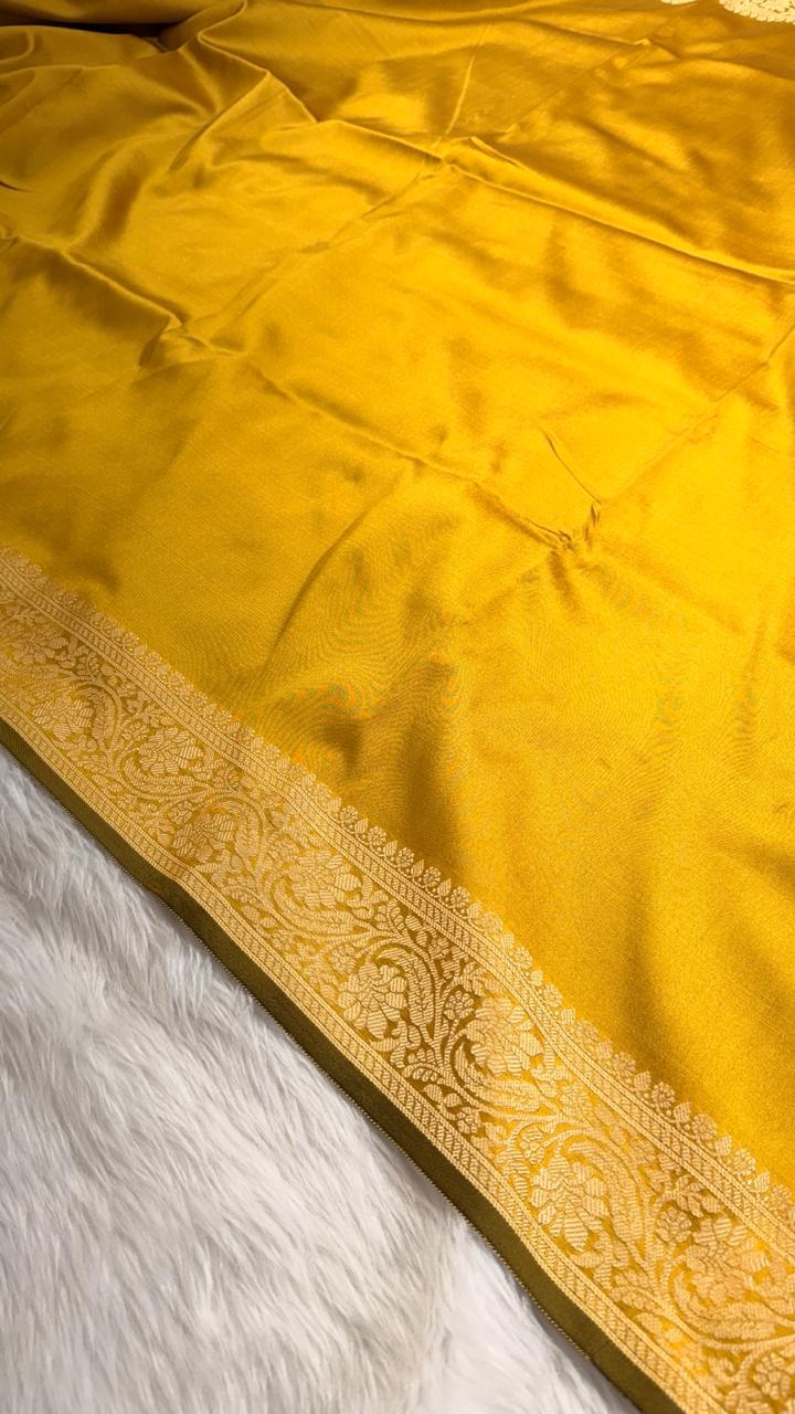 Mustard Gold Banarasi Semisilk Saree
