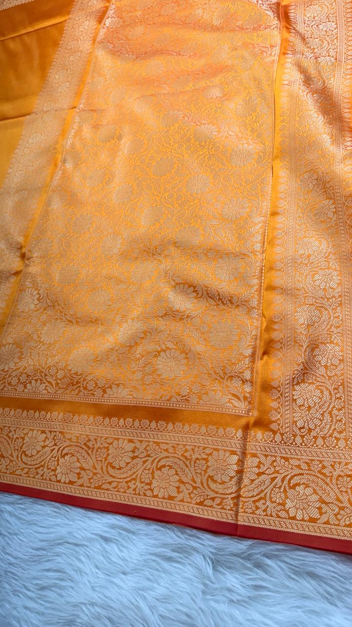 Yellow Semisilk Banarasi Saree