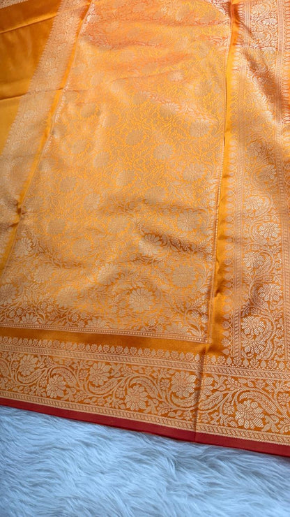 Yellow Semisilk Banarasi Saree