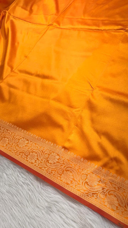 Yellow Semisilk Banarasi Saree