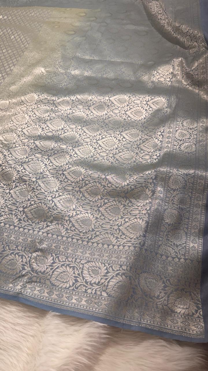 Grey Semisilk Banarasi Saree